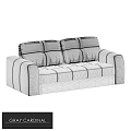 Modern Gray Upholstered Sofa With Plush Seating Square Backrest And Stylish Armrests 3d model