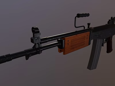Classic Rifle With Wooden Handguard Black Metal Components And Sight Mechanism 3d model