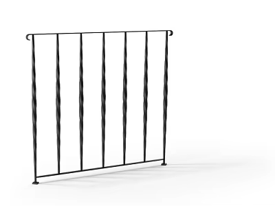 Black Metal Railing With Vertical Twisted Bars And Decorative Curved Ends 3d model