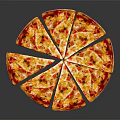 Delicious Sliced Pizza With Melted Cheese And Tomato Sauce On Dark Background