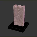 Light Colored Stone Artifact Placed On Black Base With Carved Patterns 3d model