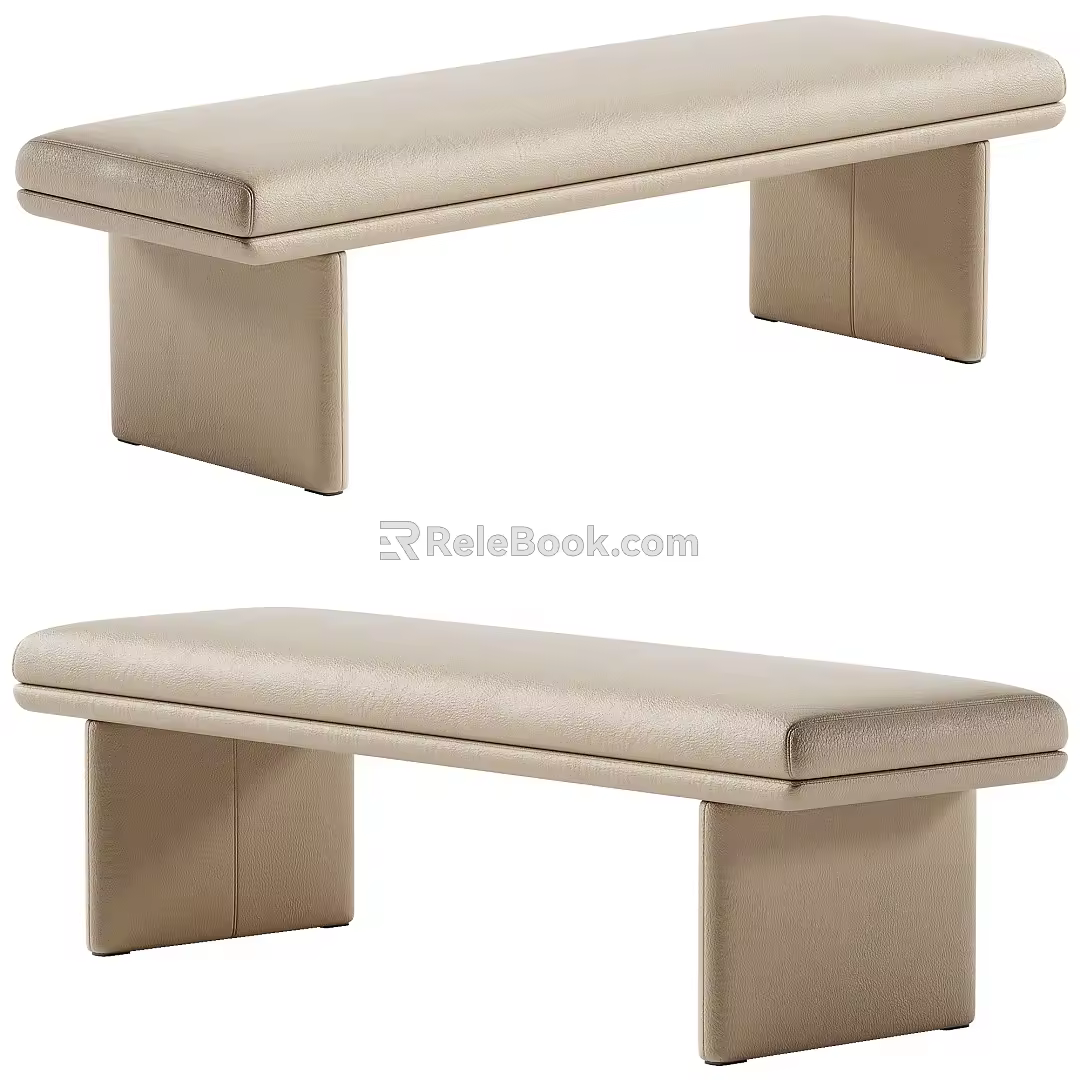 Modern Minimalist Leather Bed End Stool Bench Sofa Stool Shoe Changing Stool Low Stool Leather Stool Bed End Stool 3d model