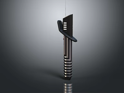 Futuristic Metal Dagger Weapon With Modern Sci Fi Design Black Silver Color Segmented Structure And Shiny Surface 3d model