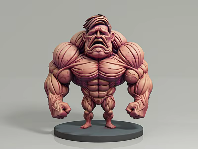 Muscular Man 3D Model With Detailed Muscles Strong Build Standing On Black Base 3d model
