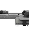 Gray L Shaped Sectional Sofa With Black Cushions Modern Minimalist Design 3d model