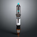 Futuristic Sci Fi Weapon With Blue Glowing Elements And Silver Black Copper Design
