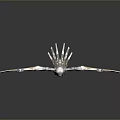 Mechanical Eagle Bird With Spread Metallic Wings 3D Model On Grey Background With Surface Reflection 3d model