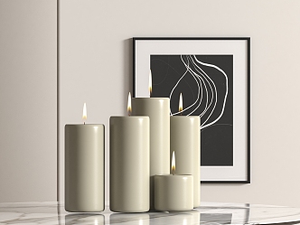 Modern Candle Ornaments Dining Table Candles 3d model