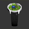 Smart Watch With Black Leather Strap Round Dial And Digital Park App 3d model