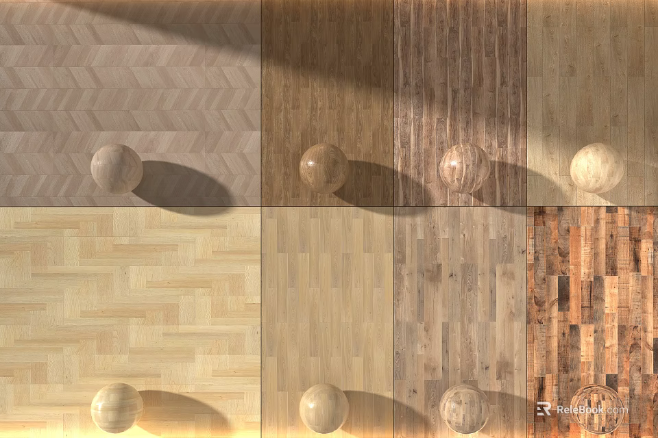 Stylish Wooden Flooring With Herringbone Plank Patterns And Natural Wood Textures 3d model 
