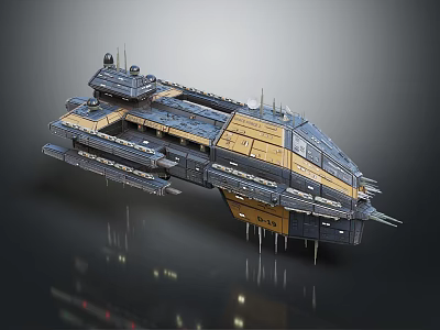 Futuristic Cosmic Spaceship Design Featuring Detailed Interstellar Modules Antennas And Engines 3d model