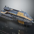 Futuristic Cosmic Spaceship Design Featuring Detailed Interstellar Modules Antennas And Engines