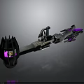 Advanced Futuristic Weapon With Purple Glowing Elements And Mechanical Metallic Structure