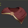 Elegant Red Cloak Collar with Gold Trim and Circular Emblem