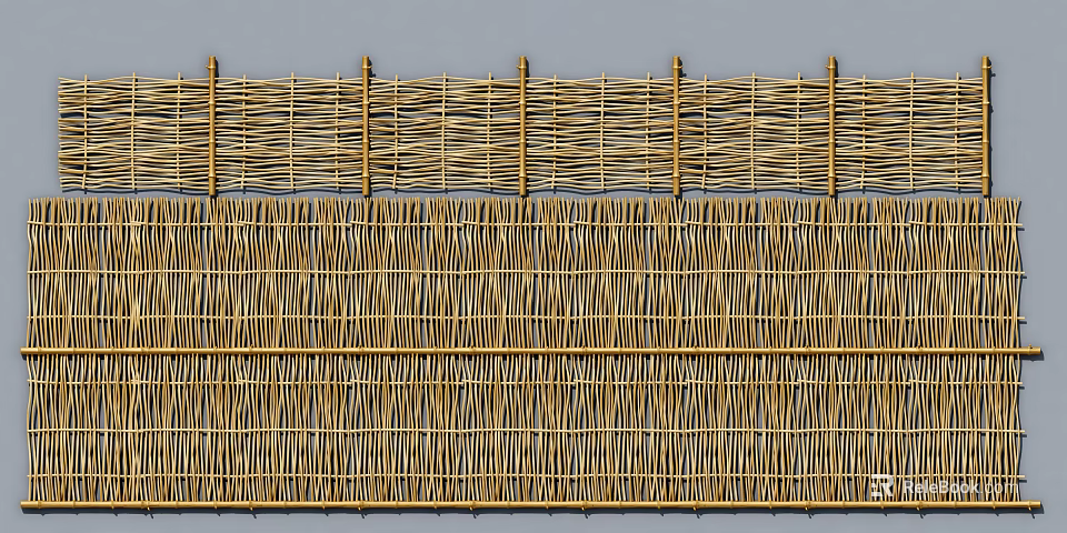 Natural Bamboo Woven Fence Design For Outdoor Garden Decoration And Privacy 3d model 