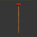 Red Head Hammer With Wooden Handle Clear Display On Gray Background