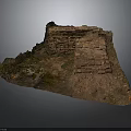 Ruined Brick Structure Scene Model With Weathered Stones Earth And Moss Details