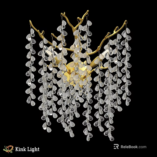 Elegant Golden Wall Lamp With Decorative Hanging Crystal Droplet Design 3d model 