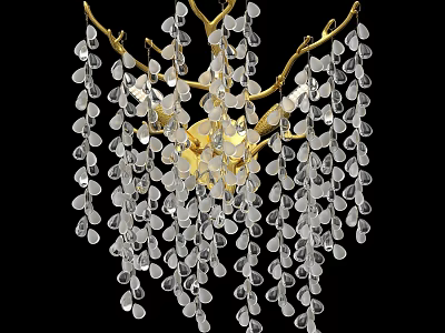 Elegant Golden Wall Lamp With Decorative Hanging Crystal Droplet Design 3d model