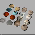 Household Ceramic Bowls And Dishes In Various Colors With Decorative Patterns