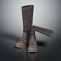 Gray Knee High Casual Boots With Soft Fabric Material For Everyday Wear