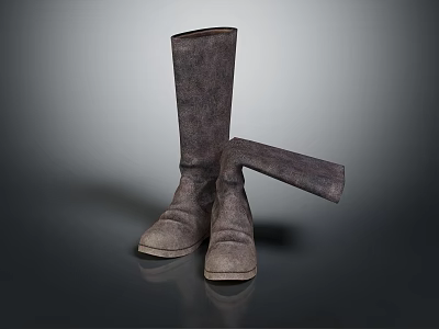 Gray Knee High Casual Boots With Soft Fabric Material For Everyday Wear 3d model