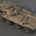 Modern Wheeled Armored Tank With Camouflage Paint Long Barrel And Antennas