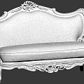 Ornate European Style Sofa With Carved Gold Frame And Gray Checkered Fabric