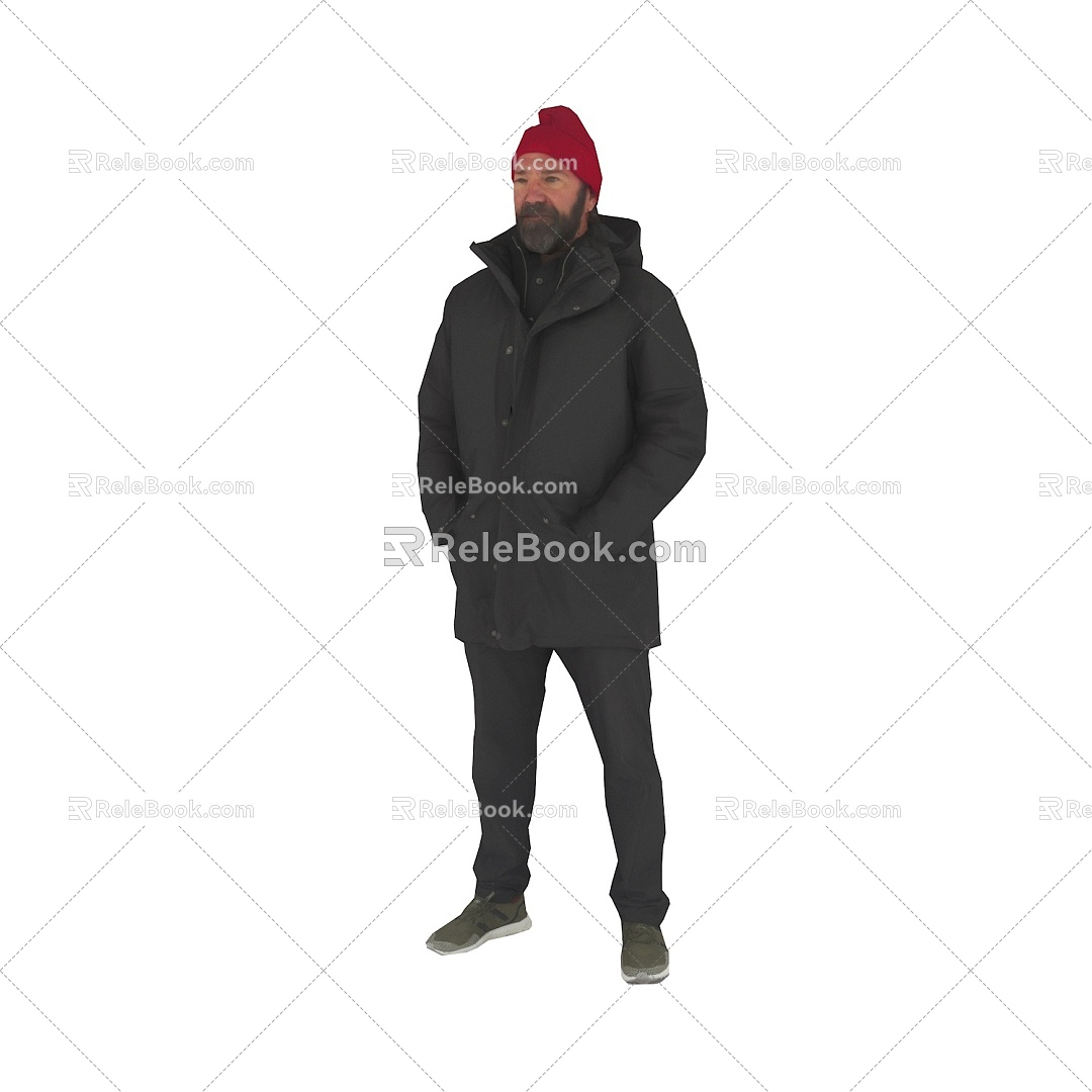 Standing foreign men in autumn and winter costumes model