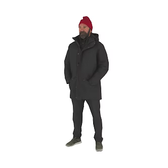 Standing foreign men in autumn and winter costumes 3d model