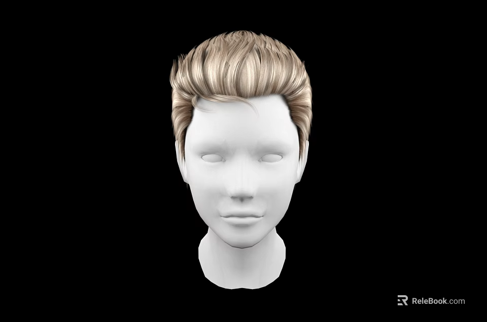 White Head Model With Blonde Short Hair And Visible Facial Organs 3d model 