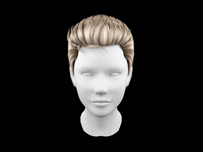 White Head Model With Blonde Short Hair And Visible Facial Organs 3d model