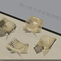 Set of Four Modern Woven Leisure Chairs with Unique Curved Design for Home Decor