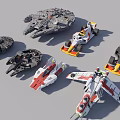 Assorted Building Blocks Models Including Spaceship Race Car And Fighter Jet 3d model