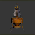 Orange Marine Navigation Buoy With Tower Structure And Hanging Chains