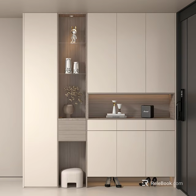 Modern Entryway Cabinet And Side Cabinet Design With Storage And Decorative Ornaments 3d model 