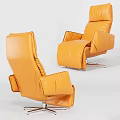Modern Yellow Leather Leisure Chair With Comfortable Design And Metal Support Legs