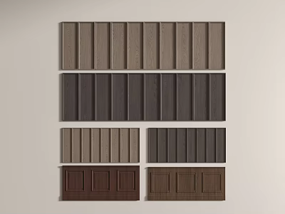 Various Wooden Wainscoting Panel Designs In Different Brown And Gray Tones 3d model