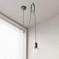 Black Pendant Light Hanging From Ceiling With White Wall And Window Blinds 3d model