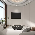 Modern Luxury Beauty Salon Waiting Area With Sofa Coffee Table And City View
