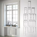 White Dining Table in Bright Room with Large Window Small Plants and Wall Decorations