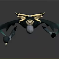 Cloaked Fantasy Character With Golden Halo Glowing Staff And Blue Aura