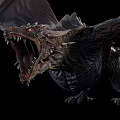 Dynamic Dragon Sculpture with Open Mouth Spread Wings Sharp Spikes And Detailed Texture
