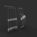 Modern Striped Window Curtains Hanging On Metal Rod For Home Interior Decor