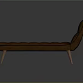 Modern Brown Tufted Chaise Lounge With Curved Back And Wooden Legs