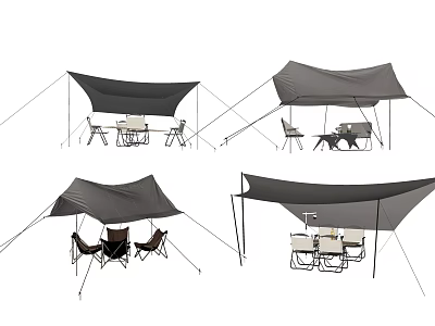 Portable Outdoor Canopy Tent For Camping With Folding Chairs And Dining Table 3d model
