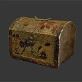 Classic Vintage Trunk With Hand Painted Floral Patterns Metal Lock And Handle
