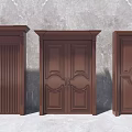 Brown Double Doors With Various Classic Designs For Home Interior 3d model