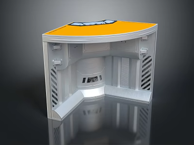 3D Rendered Corner Mechanical Device Model With Yellow Top And Silver Body Vents 3d model