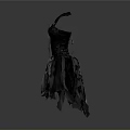 Black And Purple Fashionable Daily Life Dress With Ruffled Skirt And Decorative Buttons